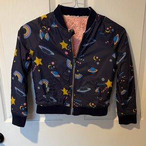 Kids Space-Themed Jacket with Rainbow and Star Patterns